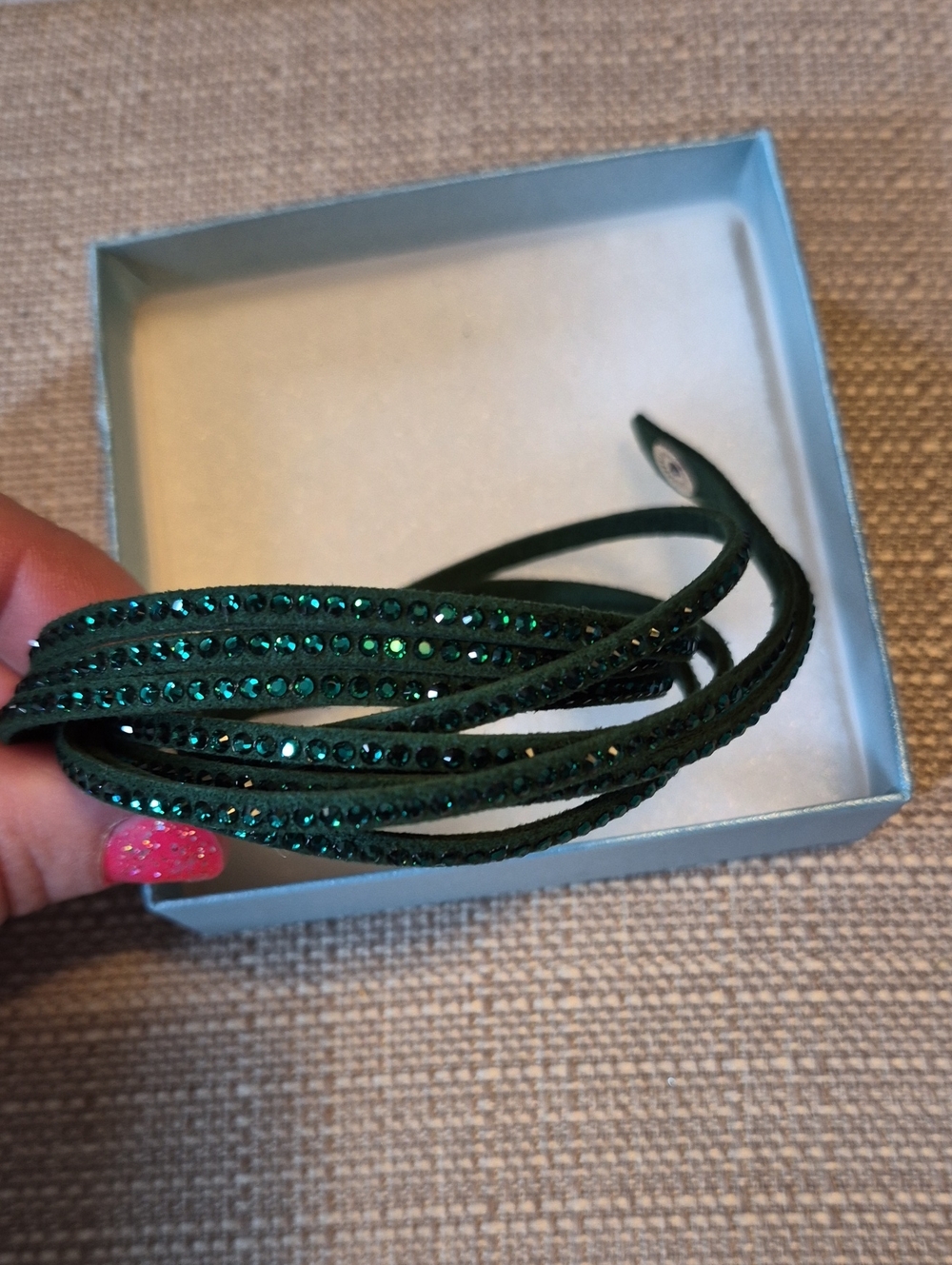 Touchstone Crystal Emerald Green Crystal Wrap Bracelet